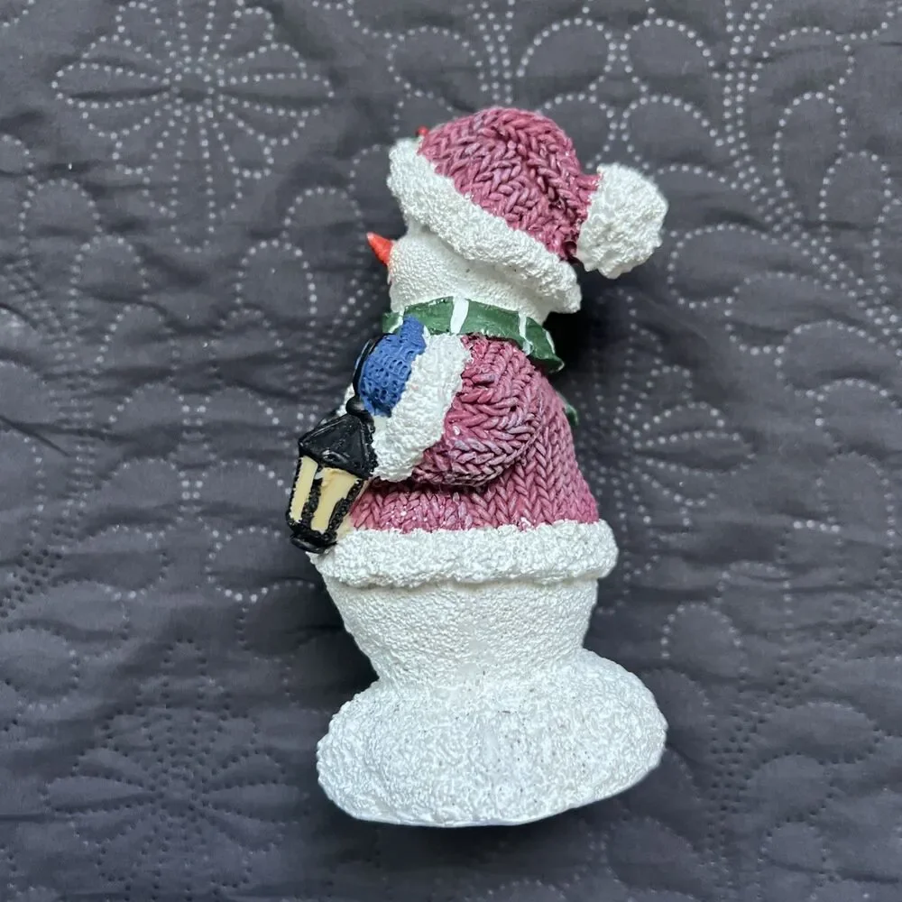 Vintage Resin Christmas Snowman Multicolor Figurine Holiday Winter Decor 5.5”H